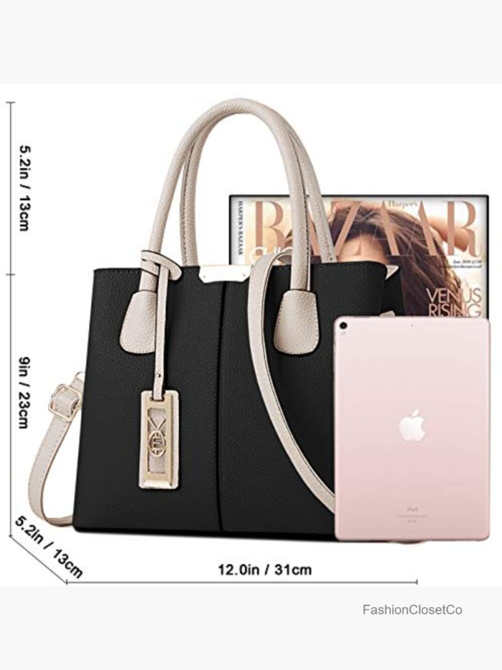 PU Leather Top Handle Satchel Shoulder Tote Crossbody Bag - Picture 4 of 7